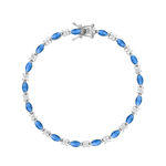 18 cm silver bracelet with blue and white zirconia stones - view 1