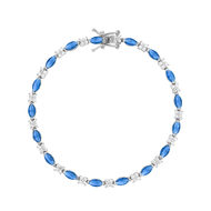 Bracelet argent zirconias bleu et blanc 18cm