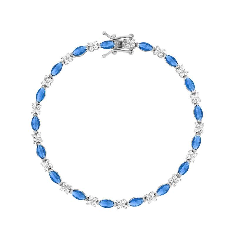 Bracelet argent zirconias bleu et blanc 18cm - vue 1