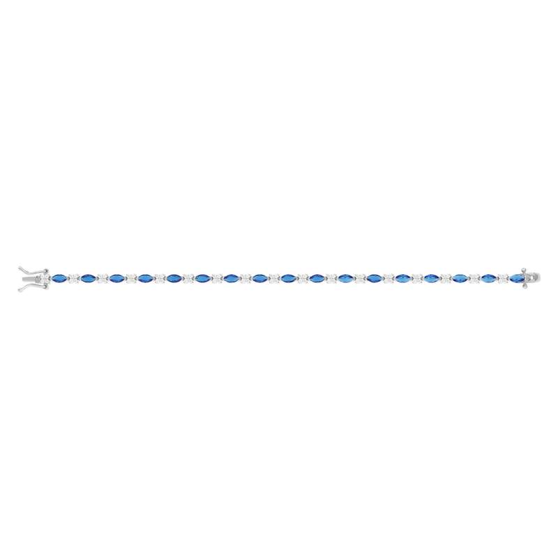 Bracelet argent zirconias bleu et blanc 18cm - vue 2