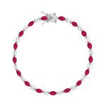 Bracelet argent zirconias rouge et blanc 18cm - vue 1