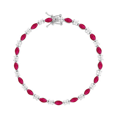 Bracelet argent zirconias rouge et blanc 18cm