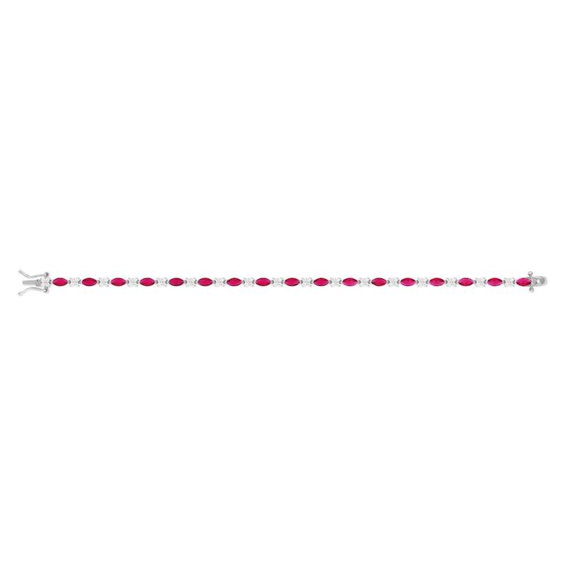 Bracelet argent zirconias rouge et blanc 18cm - vue 2
