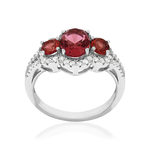 Bague argent zirconias rouge et blanc - vue 1