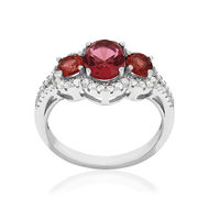 Bague argent zirconias rouge et blanc