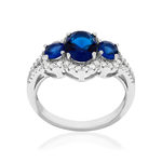 Ring van 925 zilver met blauwe en witte zirkonia's - afbeelding 1