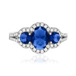 925 zilveren ring met blauwe en witte zirkonia's - bekijk 3