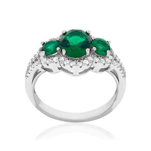 Bague argent zirconias vertet blanc