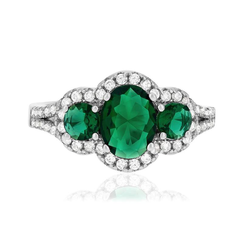 Bague argent zirconias vertet blanc - vue 3