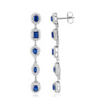 Boucles d'oreilles argent 925 zirconias bleu et blanc - vue 1