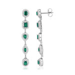 Boucles d'oreilles argent zirconias vert et blanc - vue 1