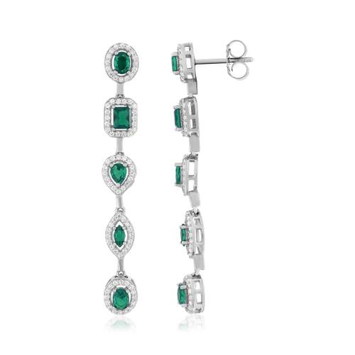 Green and white zirconia silver earrings