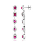 Boucles d'oreilles argent zirconias rouge et blanc - vue 1