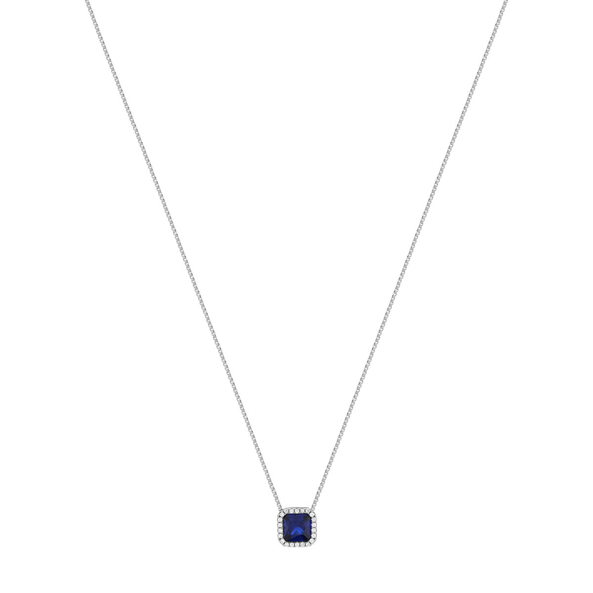 Collier argent 925 zirconias bleu foncé et blanc 42cm - vue 2