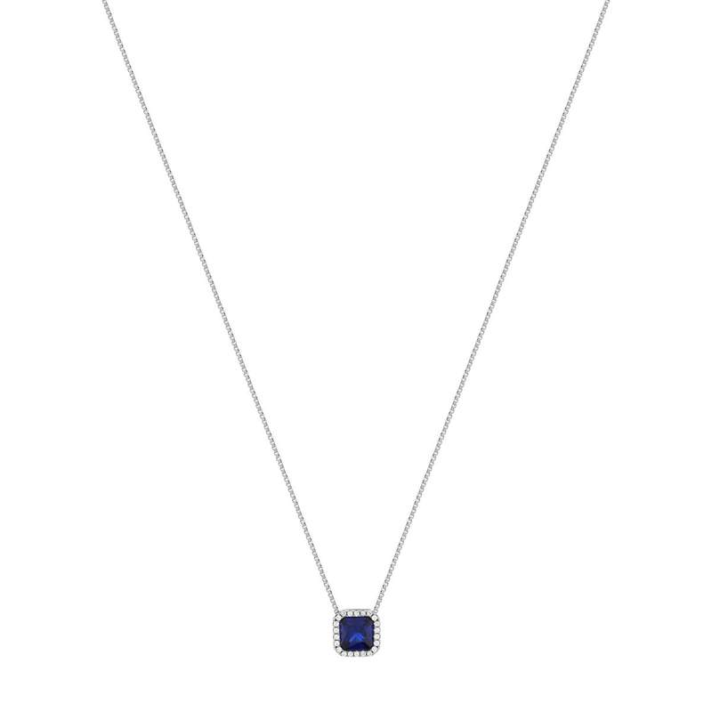 Collier argent 925 zirconias bleu foncé et blanc 42cm - vue 2