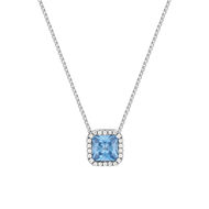 Collier argent 925 zirconias bleu clair et blanc 42cm