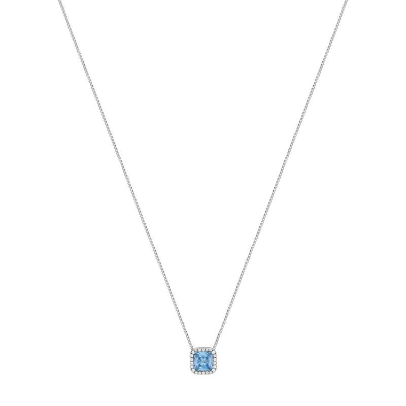 Collier argent 925 zirconias bleu clair et blanc 42cm - vue 2