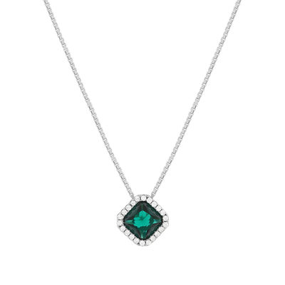 925 silver necklace green and white zirconias 42cm