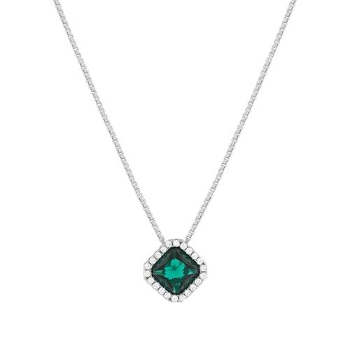 Collier argent 925 zirconias verts et blancs 42cm
