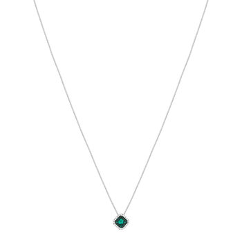 Collier argent 925 zirconias verts et blancs 42cm