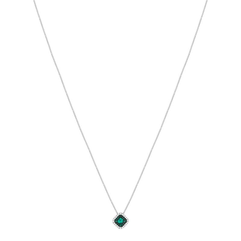 Collier argent 925 zirconias verts et blancs 42cm - vue 2