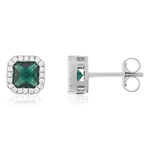 Oorbellen van 925 zilver met groene en witte zirkonia's - afbeelding 1