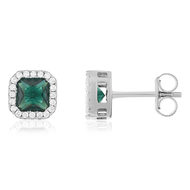 Boucles d'oreilles argent 925 zirconias vert et blanc