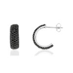 Boucles d'oreilles argent 925 spinelles noirs - vue 1