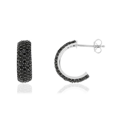 Boucles d'oreilles argent 925 spinelles noirs - vue 1