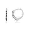 Boucles d'oreilles argent 925 spinelles noirs - vue Mporté 1