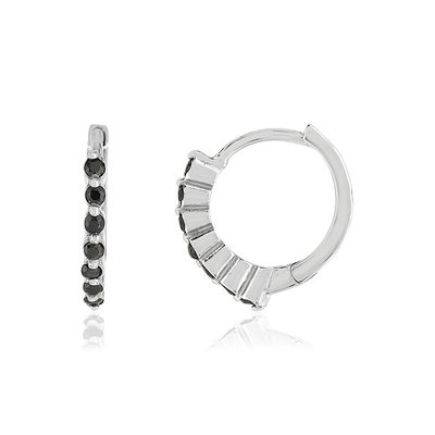 Boucles d'oreilles argent 925 spinelles noirs - vue 1