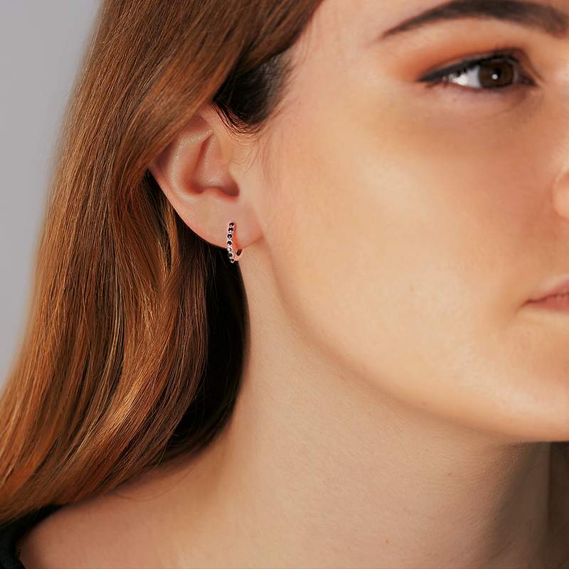Boucles d'oreilles argent 925 spinelles noirs - vue D1
