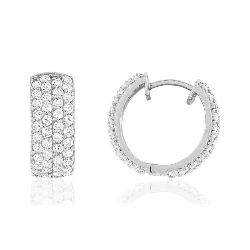 Créoles argent 925 zirconias - vue 1