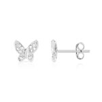Boucles d'oreilles argent 925 papillons et zirconias - vue 1