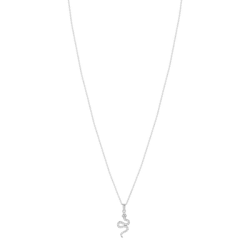 Collier argent 925 serpent et zirconias 45 cm - vue 1