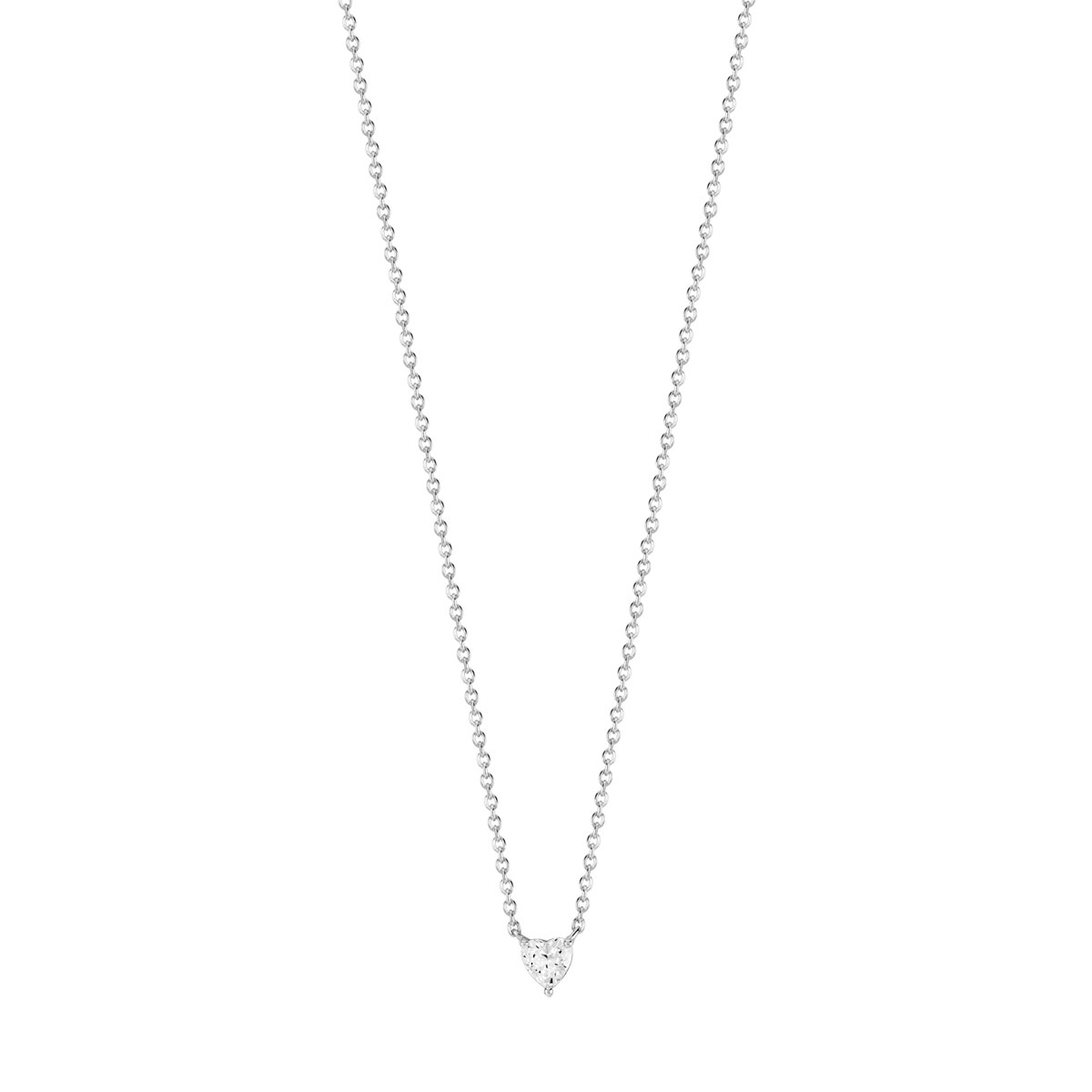 Collier argent 925 zirconia coeur 45 cm