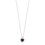 Collier argent 925 coeur zirconia rouge et zirconias blancs 45 cm - vue 1