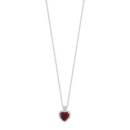 Collier argent 925 coeur zirconia rouge et zirconias blancs 45 cm