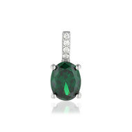 Pendentif argent 925 zirconia ovale vert et zirconias blancs