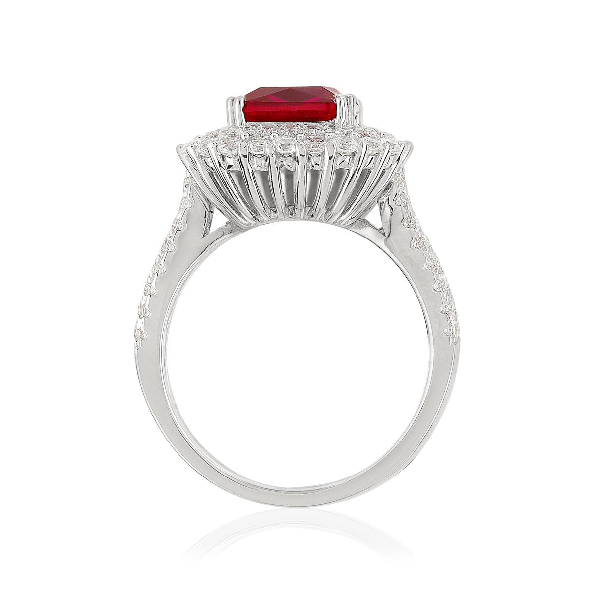 Bague argent 925 zirconia rouge et zirconias blancs - vue 2