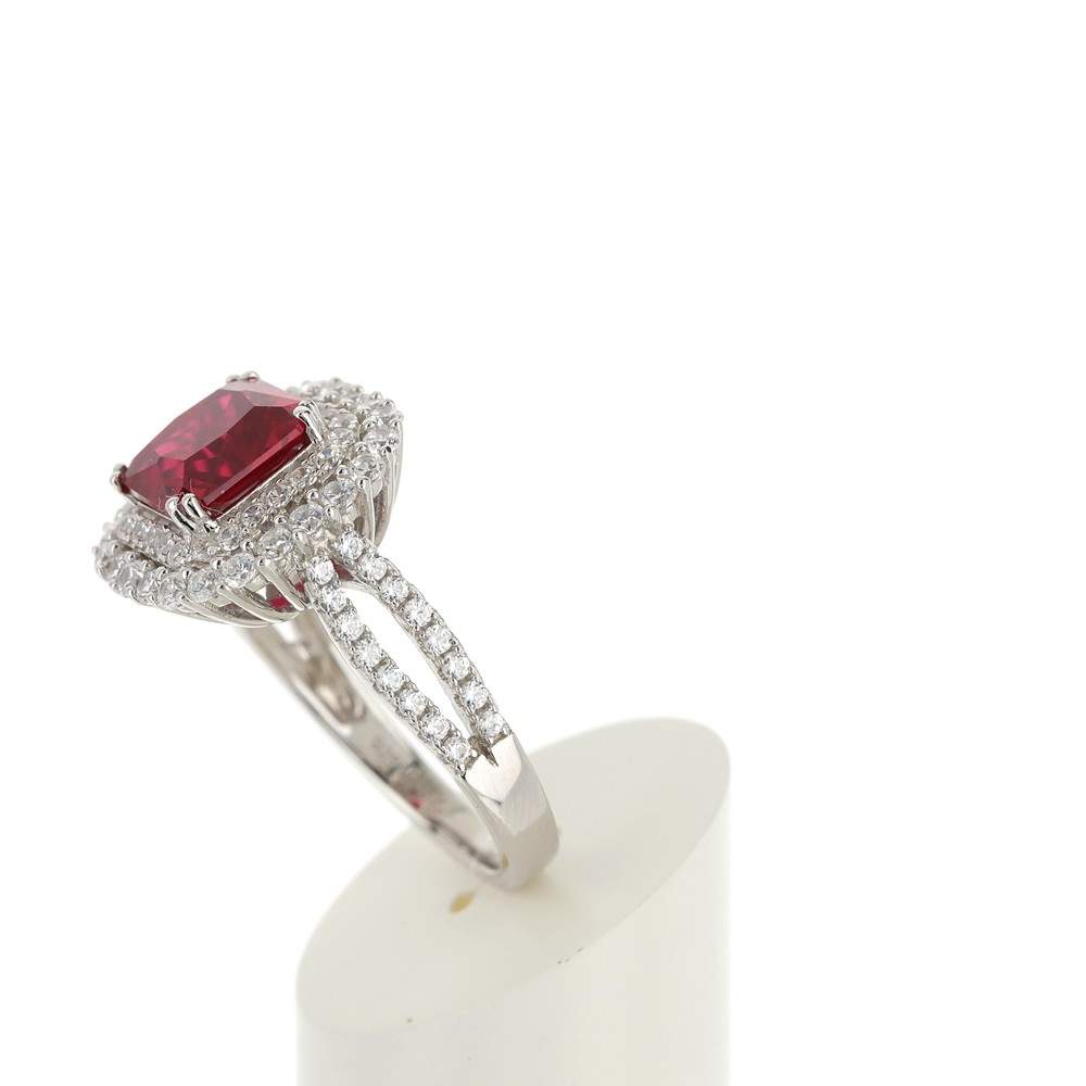 Bague argent 925 zirconia rouge et zirconias blancs - vue 5