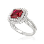 Bague argent 925 zirconia rouge et zirconias blancs - vue D1