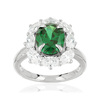 Bague argent 925 zirconia ovale vert et zirconias blancs - vue V1