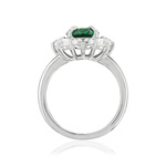 925 silver ring with green oval zirconia and white zirconias - view 2