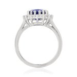 Bague argent 925 zirconia ovale bleu et zirconias blancs - vue 2