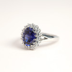 Bague argent 925 zirconia ovale bleu et zirconias blancs - vue D3