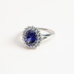 Bague argent 925 zirconia ovale bleu et zirconias blancs - vue D4