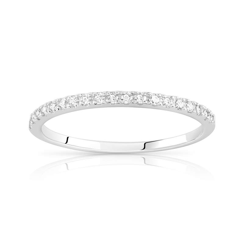 Alliance argent 925 zirconias demi tour - vue 1