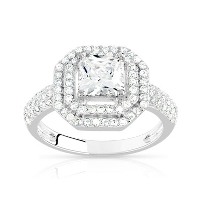 Bague argent 925 zirconias - vue 1