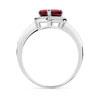 Bague argent 925 zirconia rouge coeur et zirconias blancs - vue V2